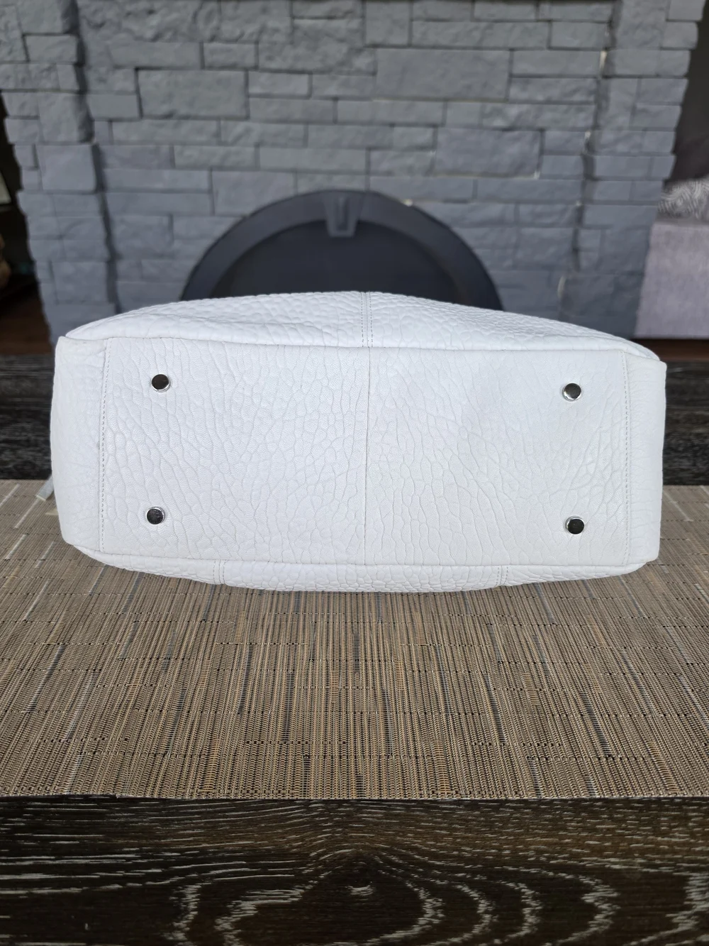 Aimee Kestenberg White Pebble Leather Satchel with Removable Strap